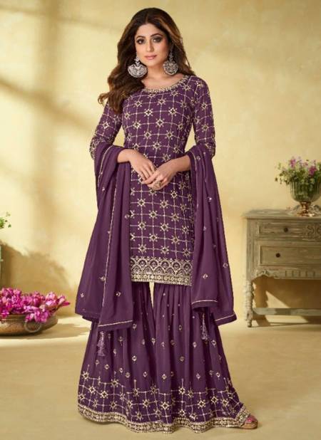 Purple Colour Aashirwad Rihanna Heavy Georgette Festive Wear Latest Salwar Suit Collection 9171